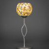Revo Mini Table Lamp In Aged Silver, 6" Sea Mist Seashell Glass