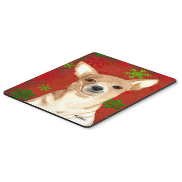 Red Snowflake Chihuahua Christmas Mouse Pad/Hot Pad/Trivet