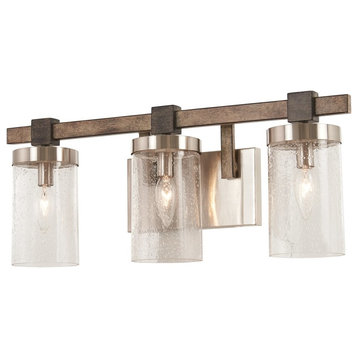 Bridlewood 3-Light Bath, Stone Gray and Brushed Nickel