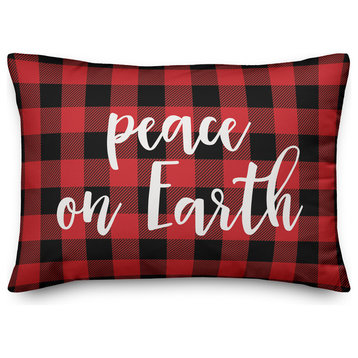 Peace On Earth, Buffalo Check Plaid 14x20 Lumbar Pillow