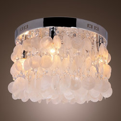 LightInTheBox White Shell + Crystal Flush Mount (Chrome Finish) - Chandeliers