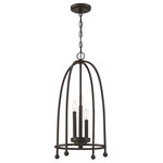 Eurofase - Eurofase Tesia 3 Light 14" Pendant, Polished Nickel - A stylishly swanky caged design features an elongated dome shape. The arched rods encircle the lamping inside that is clustered together around a central rod. To complete the design, each rod is furnished with spherical knobs.