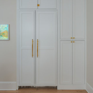 Château Charm: French-Inspired Kitchen Renovation with Plaster Hood Blue Stove a