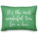 Designs Direct Creative Group - It's The Most Wonderful Time For A Beer, Light Green 14x20 Lumbar Pillow - Decorate for Christmas with this holiday-themed pillow. Digitally printed on demand, this  design displays vibrant colors. The result is a beautiful accent piece that will make you the envy of the neighborhood this winter season.
