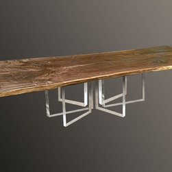 Plexiglass Base Live Edge Dining Table Designs - Dining Tables