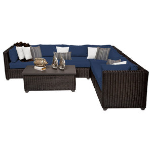 Abbyson Living Newport 6 Piece Patio Wicker Sectional Espresso