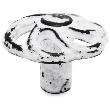 Mascot Hardware Swirl 1-23/50 in. Distressed White Patina Cabinet Knob