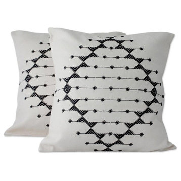 Novica Monochrome Galaxy Cotton Cushion Covers, Set of 2