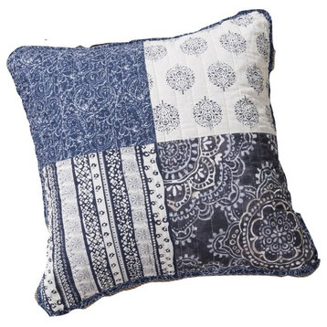 Patchwork Cushion Covers, Denim Blue, Set of Two