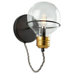 ArtCraft - ArtCraft AC11721BK Martina-1 Light Wall  in Industrial Style5 In Wide - The Martina Collection is so unique from a designMartina-1 Light Wall Black/Brushed Brass  *UL Approved: YES Energy Star Qualified: n/a ADA Certified: n/a  *Number of Lights: 1-*Wattage:60w E12 Candelabra Base bulb(s) *Bulb Included:No *Bulb Type:E12 Candelabra Base *Finish Type:Black/Brushed Brass