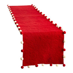 CHRISTMAS RED FELT TABLE RUNNER - NEW - Table Runners