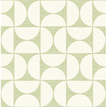 Deedee Green Geometric Faux Grasscloth Wallpaper Bolt