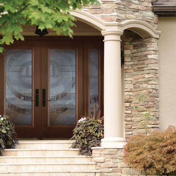 Masonite Belleville Mahogany Textured Full Lite Exterior Fiberglass Door