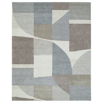 NuStory Gallery Hand Tufted Abstract Area Rug in Gray, 7'6x9'6