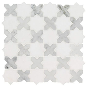 Vera Anne Pattern Polished Marble Mosaic, 4x4 or 6x6 Sample