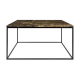 Gleam Square Coffee Table, Brown Marble, Black Feet