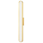 Hudson Valley Lighting - Starkey LED Bath Bracket, Medium, Aged Brass Frame, Clear Diffuser - Subtle details take this streamlined LED fixture beyond the bathroom. A ribbed glass front panel, forged brass detail at the ends, beveled edges, a small backplate and an overall sleek, sophisticated look make Starkey ideal for almost any room in the home. Starkey can be mounted horizontally or vertically, adding to its versatility. Available in three sizes and two finishes.