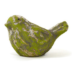 Shea's Wildflower - Small Green Ceramic Sitting Bird - Wreaths And Garlands