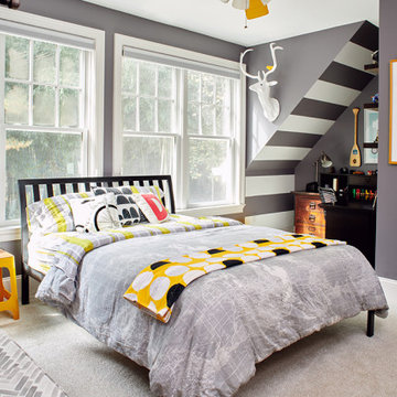 Tween Boy Bedroom, Yellow and Gray
