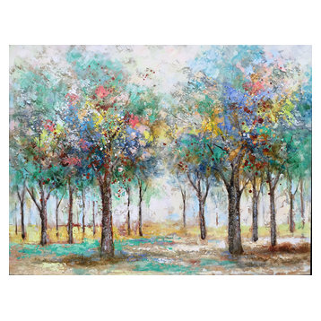 "Colorful Trees I" Hand Painted Oil Canvas Artwork; Modern Art; Fine Art