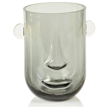 Panyi Smokey Face Glass Vase, 8"