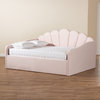 Timila Contemporary Light Pink Velvet Fabric Upholstered Queen Size Daybed