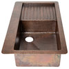 40" Drop-in Single Bowl Hammered Copper Kitchen Sink w/ Wringer, 16 Gauge