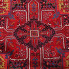 Consigned, Heriz Geometric Hand-Knotted Persian Style Area Rug, Red, 13'7"x9'11"