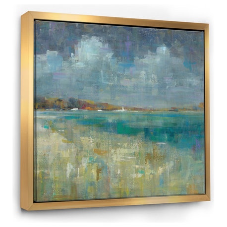 Designart Sky And Sea Nautical Coastal Framed Artwork, Gold, 46x46