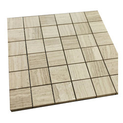 6x6 Grey Wooden Look Square Pattern Stone Tile Mosaics - Home Accessories & Decor