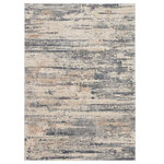 Nourison - Nourison Rustic Textures 5'3" x 7'3" Beige/Grey Modern Indoor Area Rug - This beautifully carved contemporary rug from the Rustic Textures Collection brings deep grey, beige, and cream together in brushstroke abstract patterns for a weathered, rustic decor feel that adds depth and texture to any space. A soft, silky high-low pile with subtly distressed colors make this rug the perfect choice for a modern accent.
