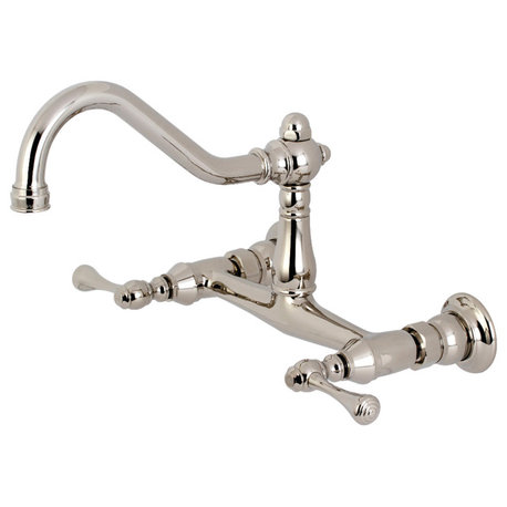 Kingston Brass 8" Center Wall Mount Bathroom Faucet, Polished Nickel