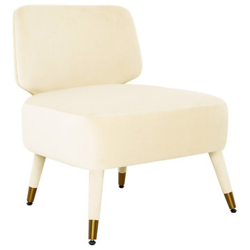 Athena Velvet Accent Chair, Cream