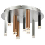 Artcraft Lighting - Galiano AC7089MU Flush Mount - The Galiano collection flush mount has metal tubular rods with lenses at the bottom to allow the LED light to shine through. Chrome reflective canopy. Shown in solid Satin Aluminum.