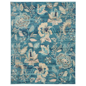 Nourison Tranquil 8'10" x 11'10" Turquoise Vintage Indoor Area Rug