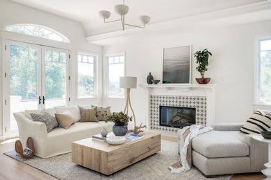 Example of a beach style living room design in San Francisco