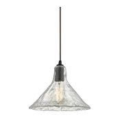 Hand Formed Glass 1-Light Pendant, Oil Rubbed Bronze