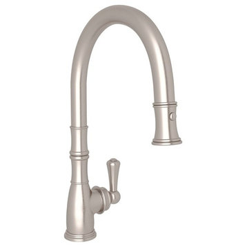 Rohl Perrin and Rowe Single-Lever Handle Pull-Down Kitchen Faucet, Satin Nickel