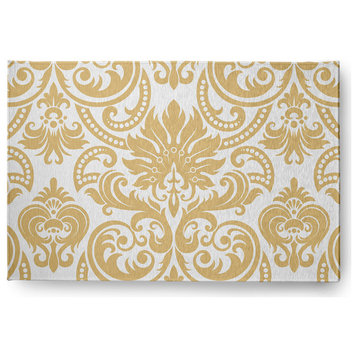 Alexys French Country Chenille Area Rug, Gold, 4'x6'