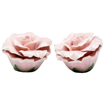 Beautiful Pink Rose Flowers Salt and Pepper Shakers