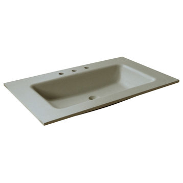 37" Single Gray Concrete Top With Rectangle Sink