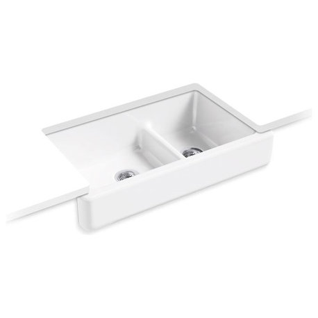 Kohler Whitehaven 35-1/2" X 21-9/16" X 9-5/8" Double-Bowl Kitchen Sink, White