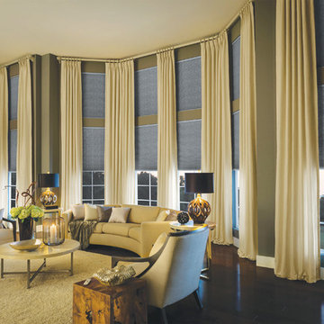 Motorized Shades with Custom Drapery Panels