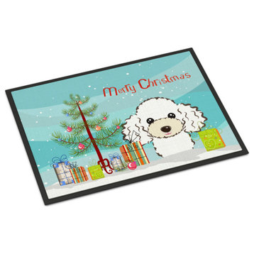 Bb1629Jmat Christmas Tree And White Poodle Indoor Or Outdoor Mat, 24"x36"