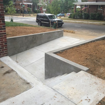 New Concrete Driveway Entrance in Washington DC with Retaining Walls