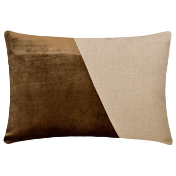 Brown Velvet 12"x20" Lumbar Pillow Cover - Velutinous Brown