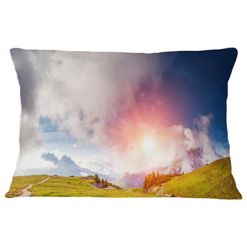 Cadini di Misurina Range at Sunset Landscape Printed Throw Pillow, 12"x20"