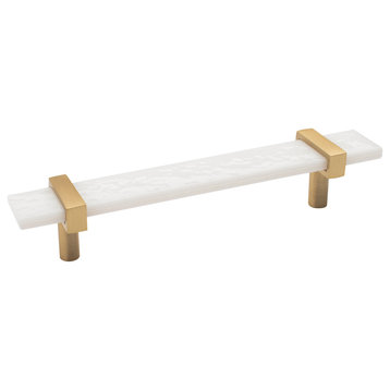 Sietto Adjustable 7" White Glass Bar Pull With Satin Brass Base