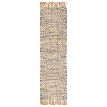 Safavieh Vintage Leather Collection NF822A Rug, Natural/Blue, 2'3" X 8'