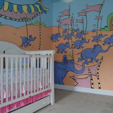 Oh, The Places You'll Go! Dr. Seuss Mural throughout a nursery